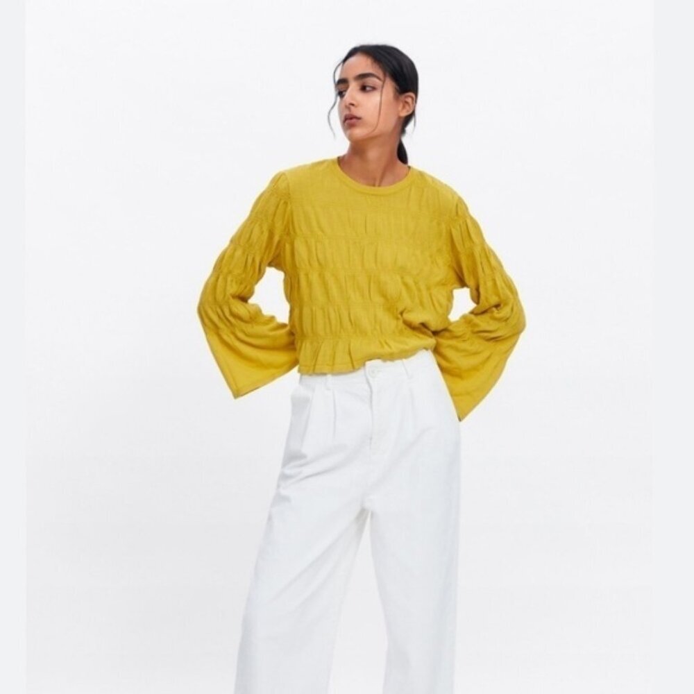 Zara yellow long sleev  knit top
